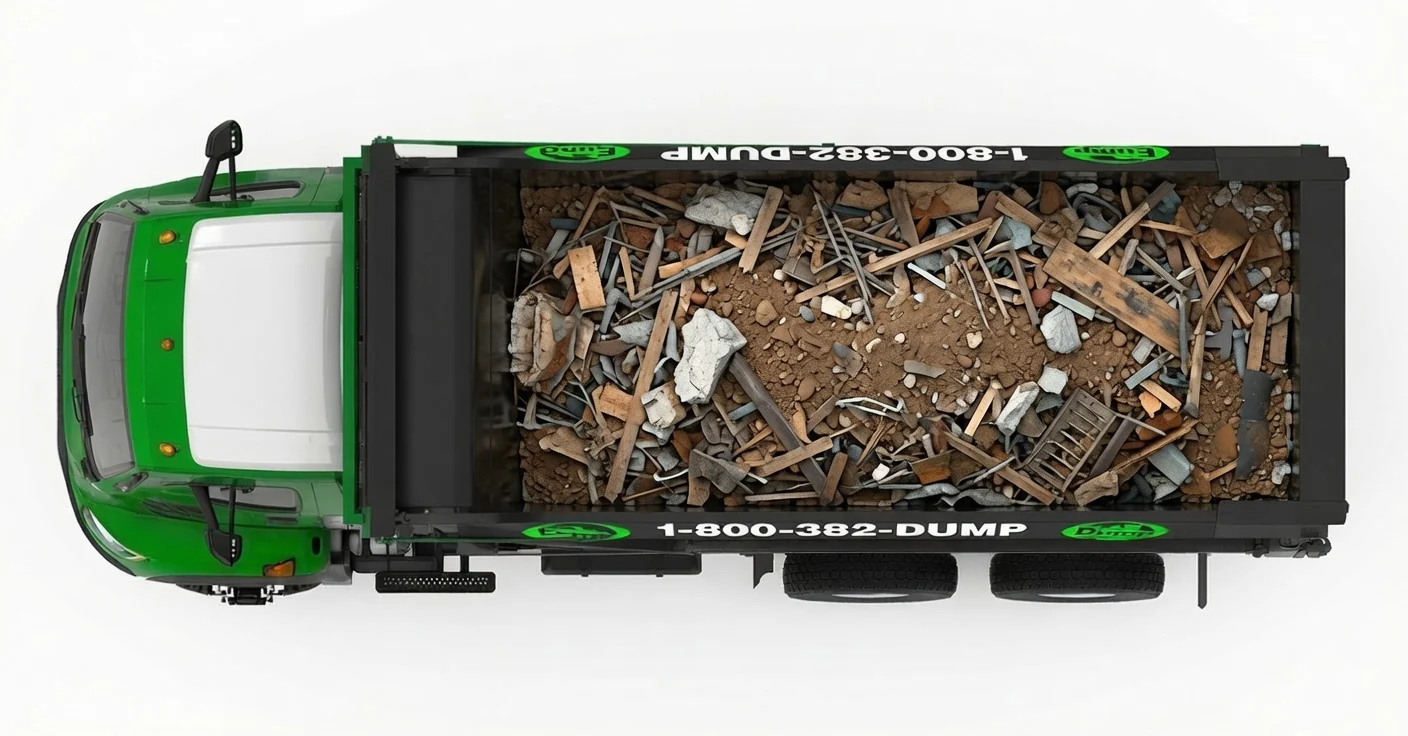 EconoDump dump truck full truck full of debris, top view